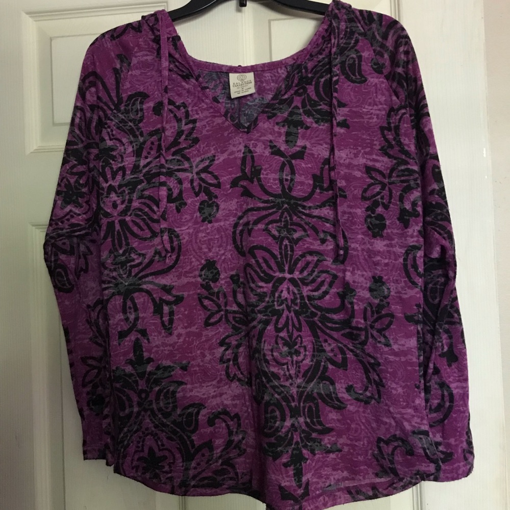 Purple Hooded Yoga Top M
